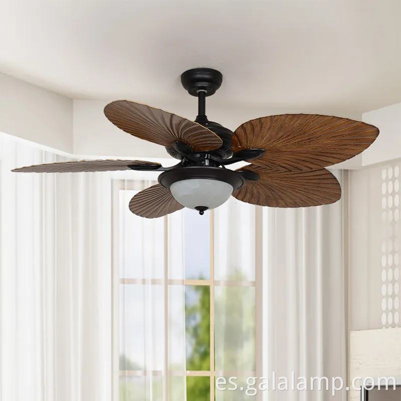 Lámpara de ventilador de techo de control remoto retro para el comedor